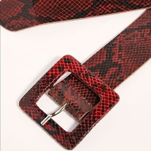 Free People Red Snakeskin Belt